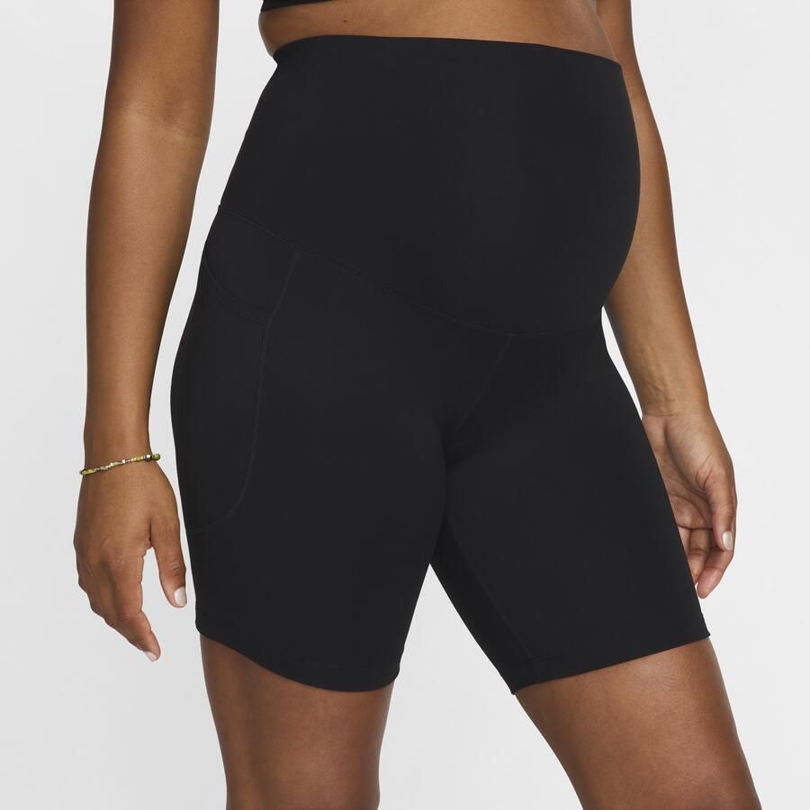 Nike (M) One Dri-FIT bikershorts met hoge taille en zakken voor dames (20 cm zwangerschapskleding) Zwart - Foto 4