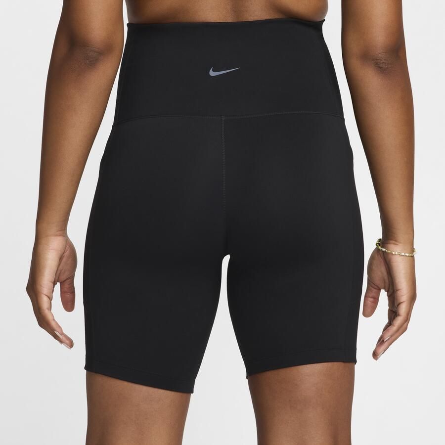 Nike (M) One Dri-FIT bikershorts met hoge taille en zakken voor dames (20 cm zwangerschapskleding) Zwart