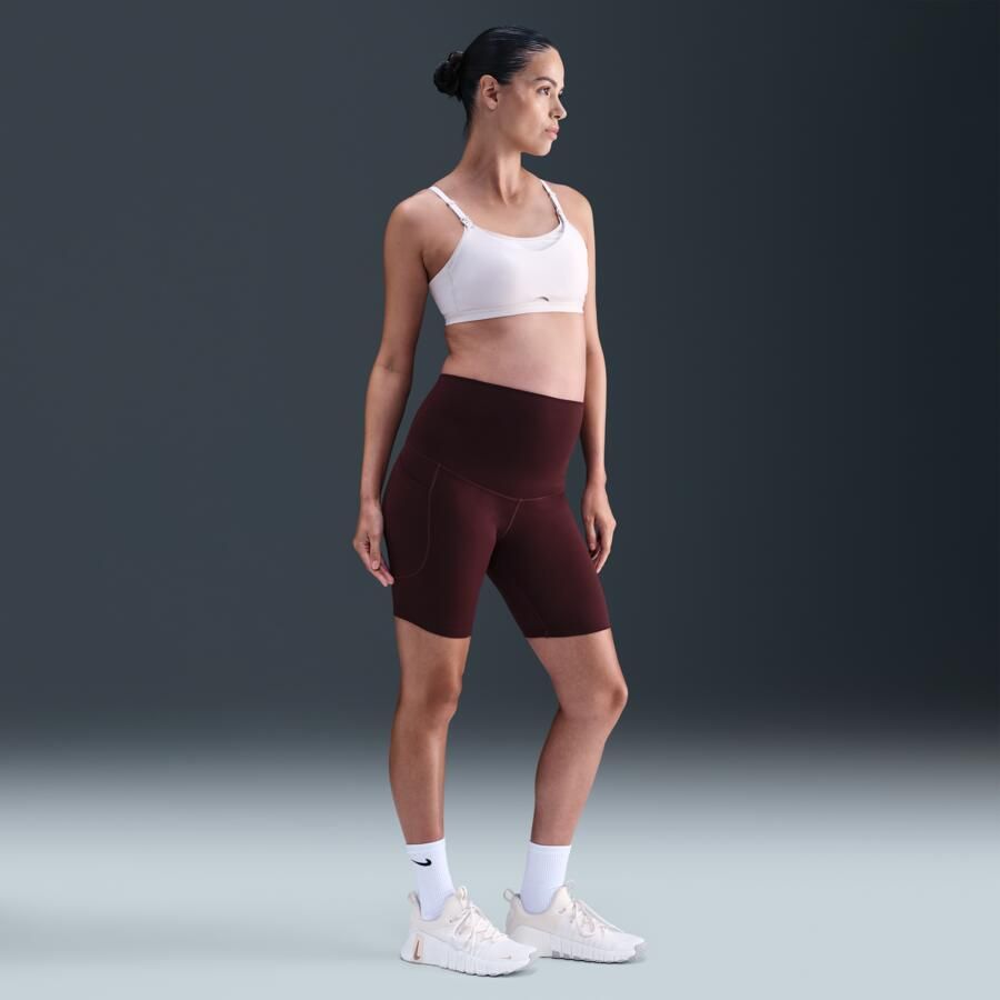 Nike (M) One Dri-FIT bikershorts met hoge taille en zakken voor dames (20 cm zwangerschapskleding) Rood - Foto 4