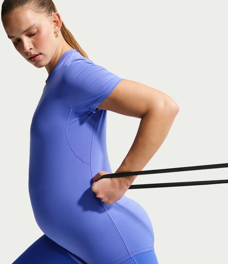 Nike (M) One Dri-FIT Slim-Fit top met korte mouwen voor dames (zwangerschapskleding) Blauw - Foto 3