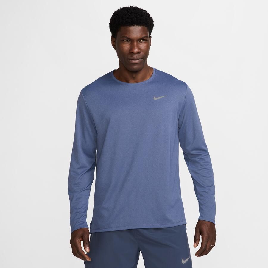 Nike Miler UV-hardlooptop met lange mouwen en Dri-FIT voor heren Blauw