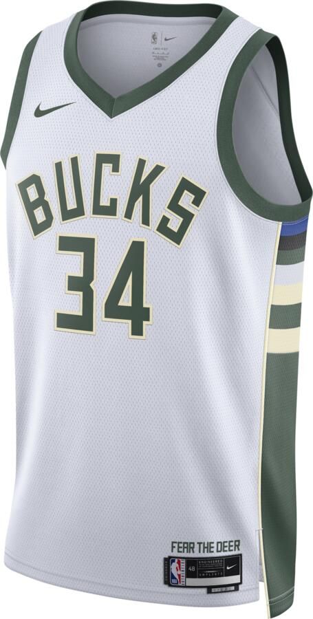 Nike Milwaukee Bucks Association Edition Swingman Dri-FIT NBA jersey voor heren Wit - Foto 6