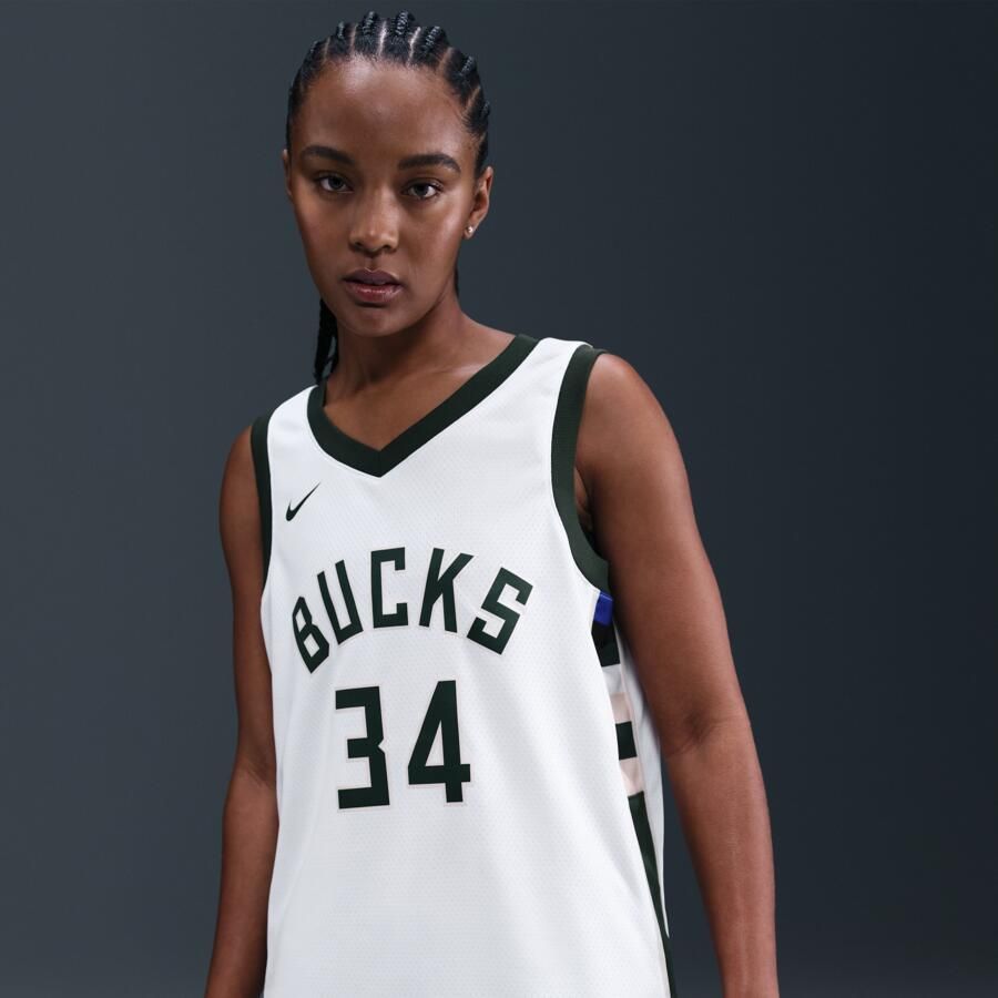 Nike Milwaukee Bucks Association Edition Swingman Dri-FIT NBA jersey voor heren Wit - Foto 2