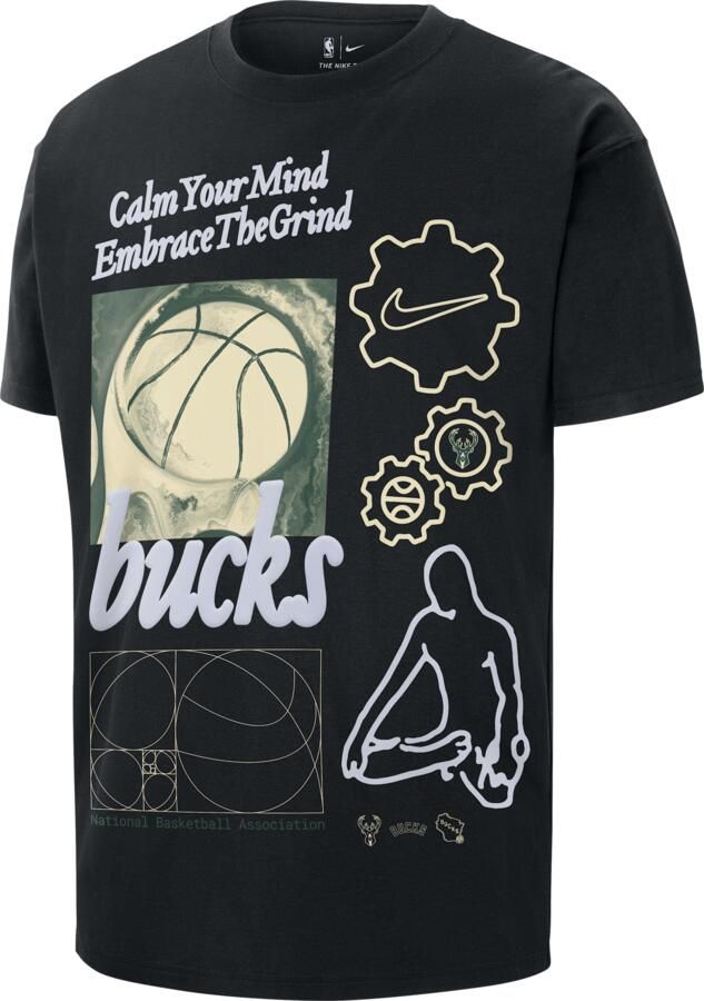 Nike Milwaukee Bucks Courtside Max90 NBA-herenshirt Zwart