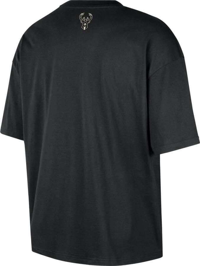 Nike Milwaukee Bucks Courtside NBA boxy T-shirt voor heren Zwart
