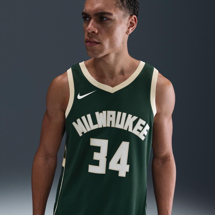 Nike Milwaukee Bucks Icon Edition Swingman DRI-FIT NBA-jersey voor heren Groen - Foto 5