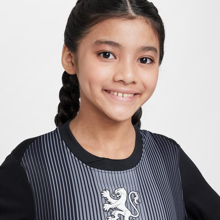 Nike Nederland 2025 26 Stadium Goalkeeper Dri-FIT replicavoetbalshirt met lange mouwen voor kids Zwart