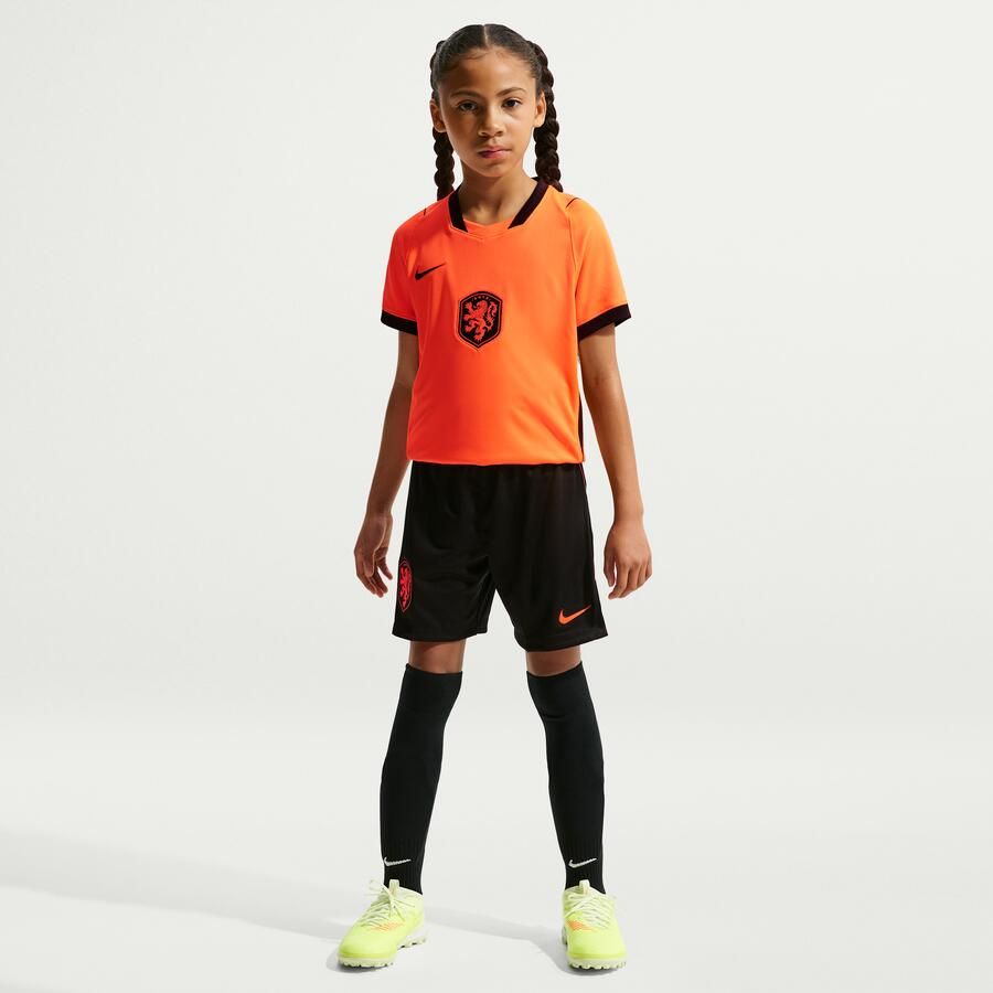 Nike Nederland 2026 Stadium Thuis replica voetbalshorts met Dri-FIT voor kids Zwart