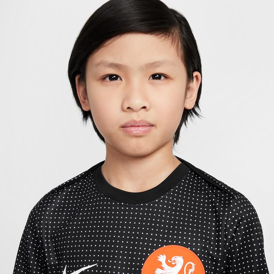 Nike Nederland Academy Pro Dri-FIT warming-uptop met korte mouwen voor kids Zwart