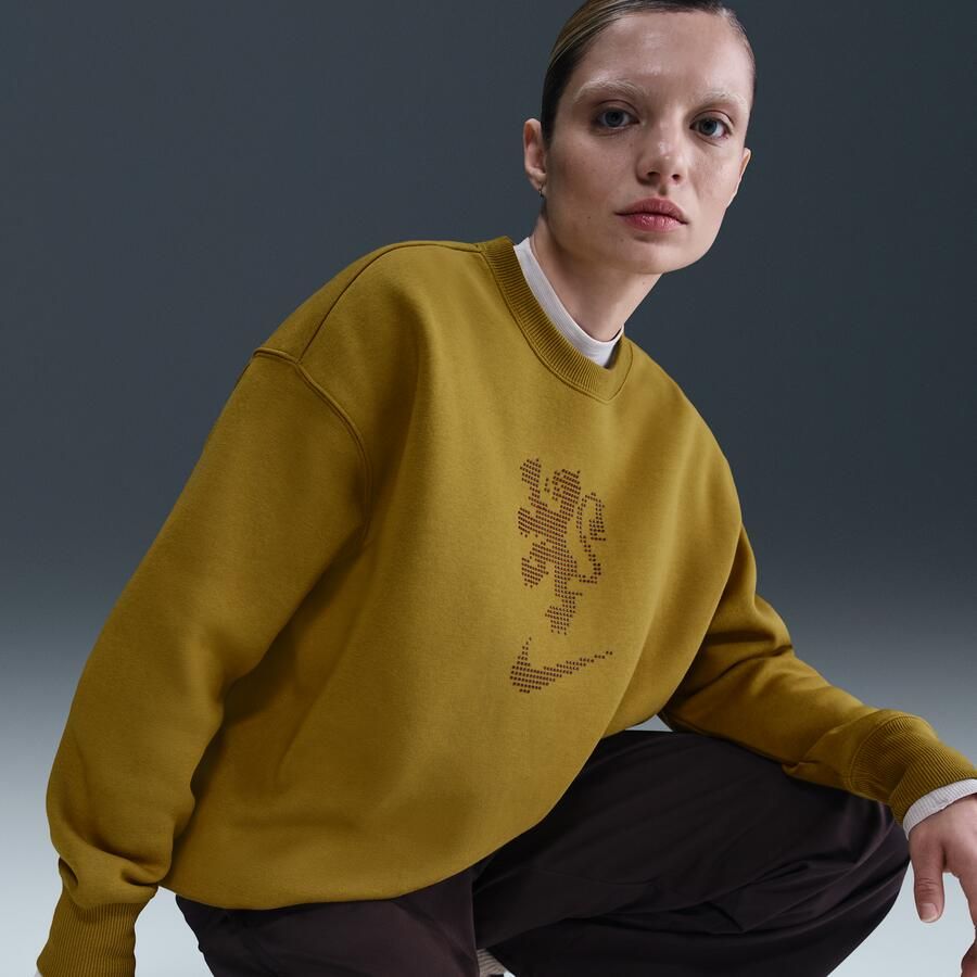 Nike Nederland Phoenix Fleece oversized voetbalsweatshirt met ronde hals voor dames Bruin - Foto 2