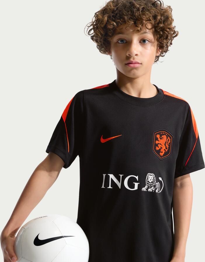 Nike Nederland Strike Dri-FIT voetbaltop met korte mouwen voor kids Zwart