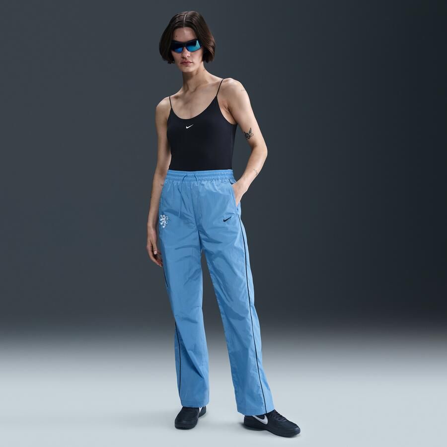 Nike Nederland Windrunner geweven voetbalbroek met hoge taille voor dames Blauw - Foto 4