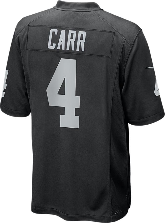 Nike NFL Las Vegas Raiders (Derek Carr) American-football-wedstrijdjersey voor heren Zwart