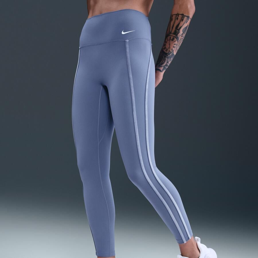 Nike One 7 8-legging met hoge taille voor dames Blauw