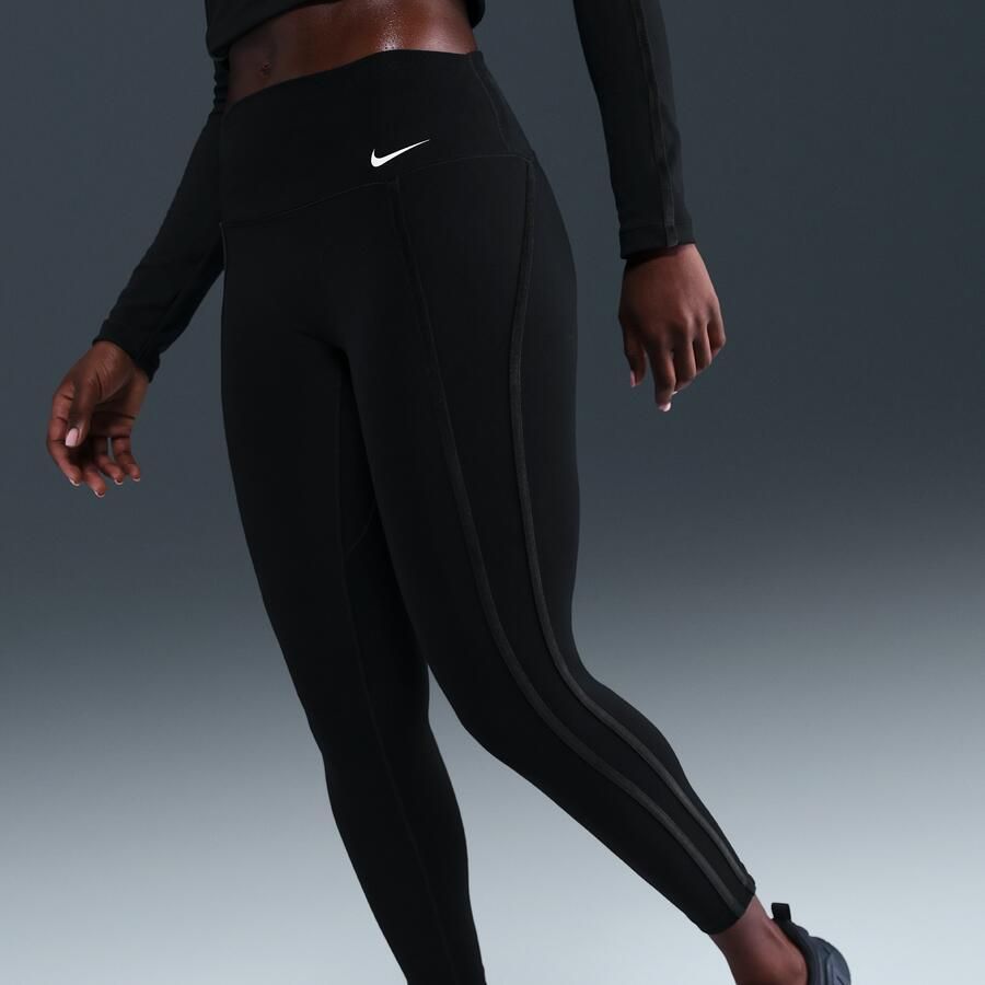 Nike One 7 8-legging met hoge taille voor dames Zwart