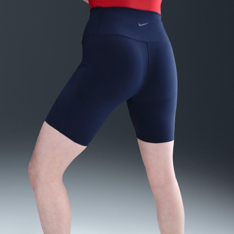 Nike One bikershorts met hoge taille en zakken voor dames (20 cm) Blauw - Foto 2