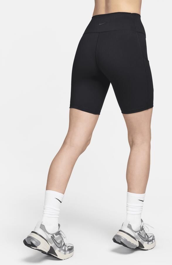 Nike One bikershorts met hoge taille en zakken voor dames (20 cm) Zwart - Foto 4