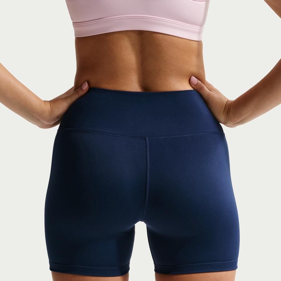 Nike One bikershorts met hoge taille voor dames (13 cm) Blauw - Foto 2