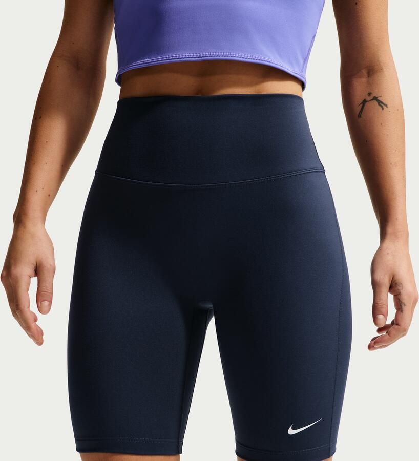 Nike One bikershorts met hoge taille voor dames (20 cm) Blauw - Foto 2