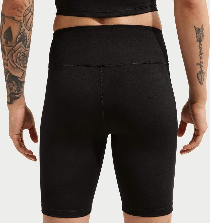 Nike One bikershorts met hoge taille voor dames (20 cm) Zwart