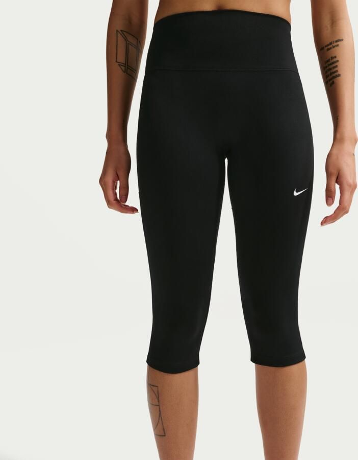 Nike One Caprilegging met hoge taille voor dames Zwart - Foto 2