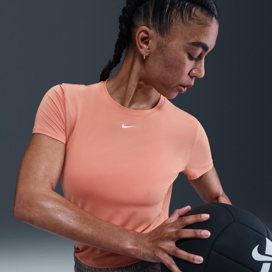 Nike One Classic Dri-FIT damestop met korte mouwen Oranje - Foto 2
