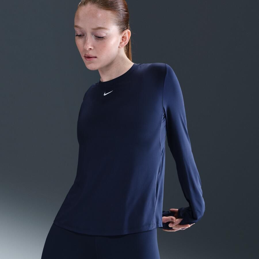 Nike One Classic Dri-FIT damestop met lange mouwen Blauw - Foto 4