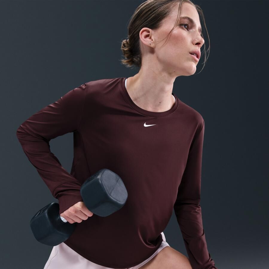 Nike One Classic Dri-FIT damestop met lange mouwen Rood - Foto 2