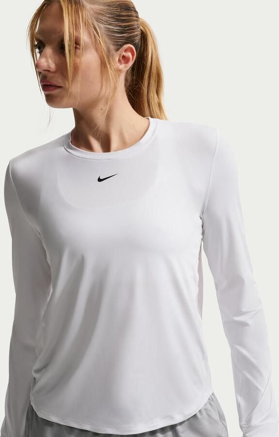 Nike One Classic Dri-FIT damestop met lange mouwen Wit - Foto 4
