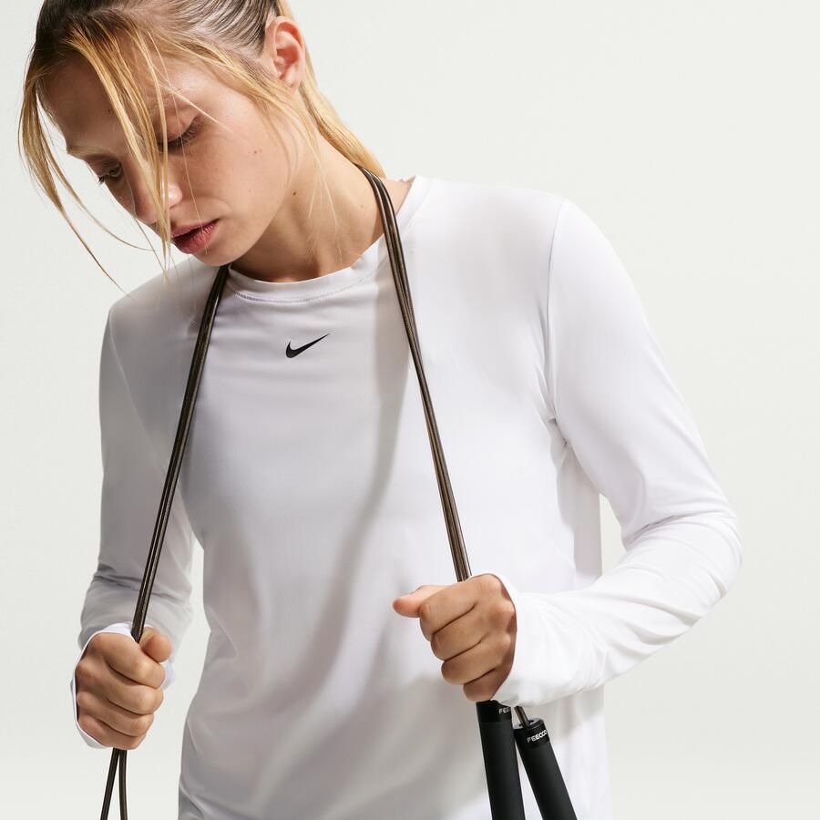 Nike One Classic Dri-FIT damestop met lange mouwen Wit - Foto 2
