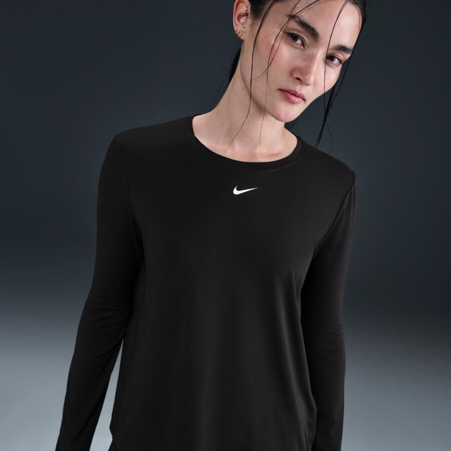 Nike One Classic Dri-FIT damestop met lange mouwen Zwart - Foto 4