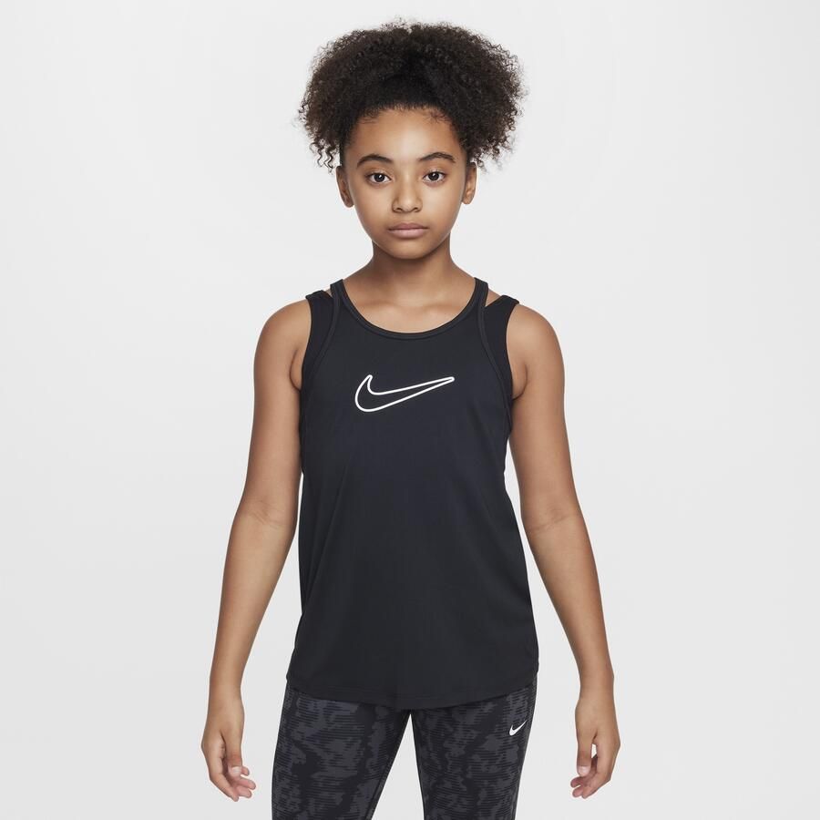 Nike One Classic Dri-FIT tanktop voor meisjes Zwart - Foto 3