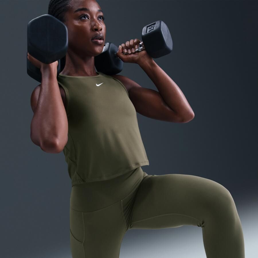 Nike One Classic korte tanktop met Dri-FIT voor dames Groen - Foto 2