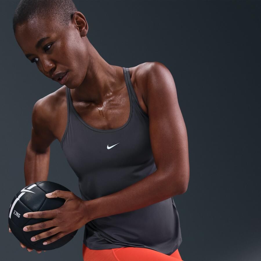 Nike One Classic tanktop met bandjes en Dri-FIT voor dames Grijs - Foto 2