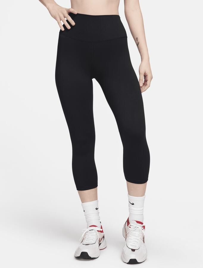 Nike One crop-legging met hoge taille voor dames Zwart - Foto 3