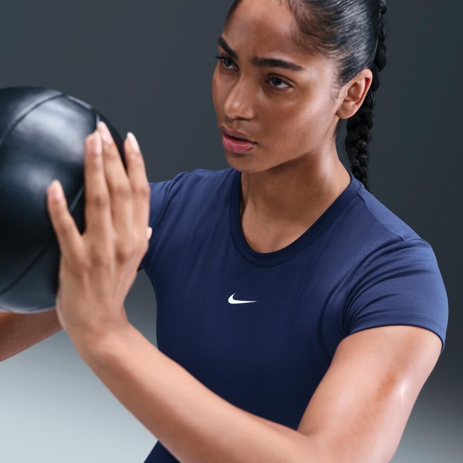 Nike One damestop met korte mouwen Blauw - Foto 2