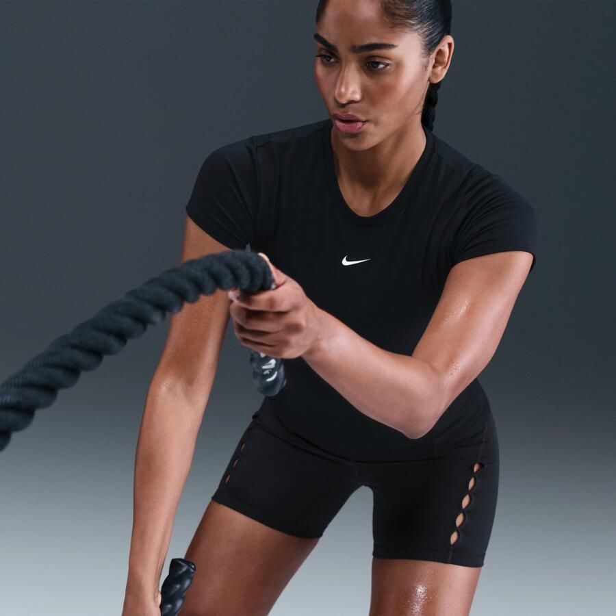 Nike One damestop met korte mouwen Zwart - Foto 2