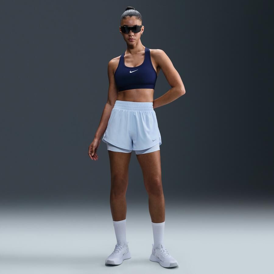 Nike One Dri-FIT 2-in-1 damesshorts met hoge taille (8 cm) Blauw - Foto 3