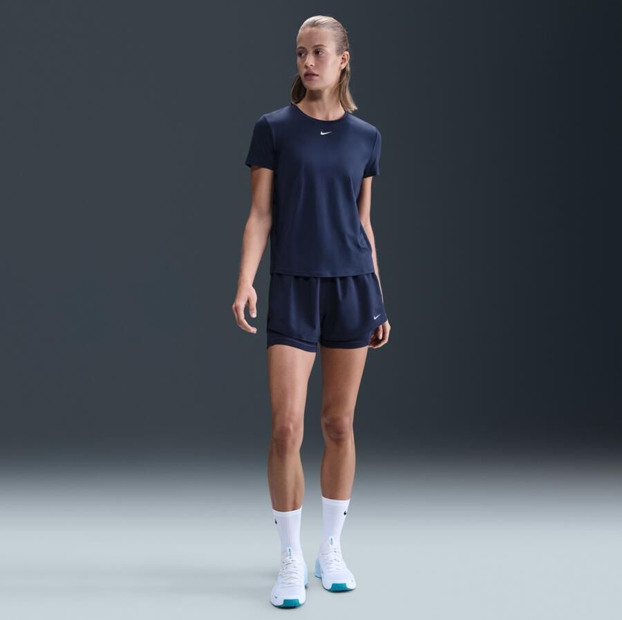 Nike One Dri-FIT 2-in-1 damesshorts met hoge taille (8 cm) Blauw - Foto 4