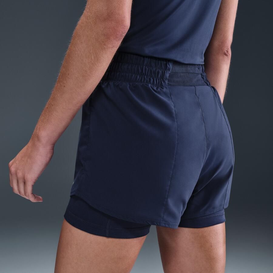 Nike One Dri-FIT 2-in-1 damesshorts met hoge taille (8 cm) Blauw - Foto 2