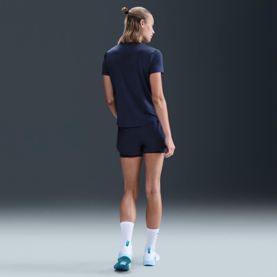 Nike One Dri-FIT 2-in-1 damesshorts met hoge taille (8 cm) Blauw - Foto 3