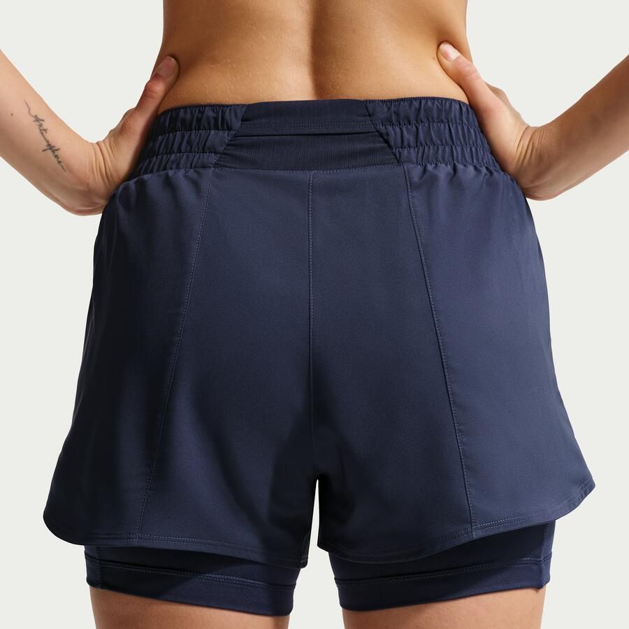 Nike One Dri-FIT 2-in-1 damesshorts met hoge taille (8 cm) Blauw