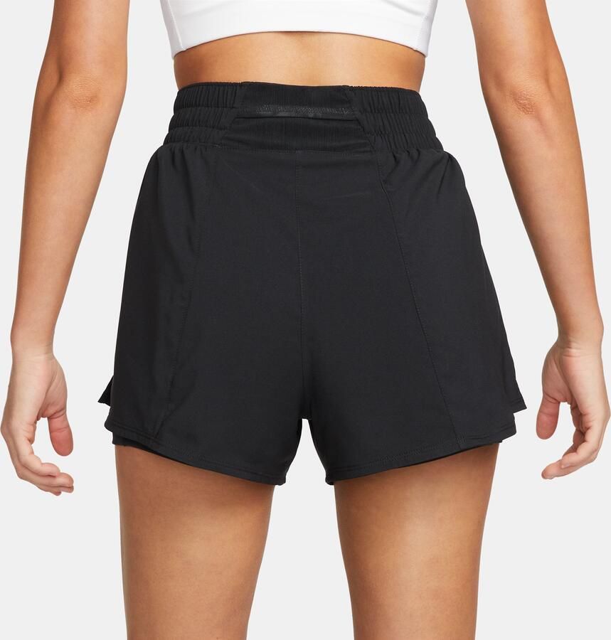 Nike One Dri-FIT 2-in-1 damesshorts met hoge taille (8 cm) Zwart - Foto 2