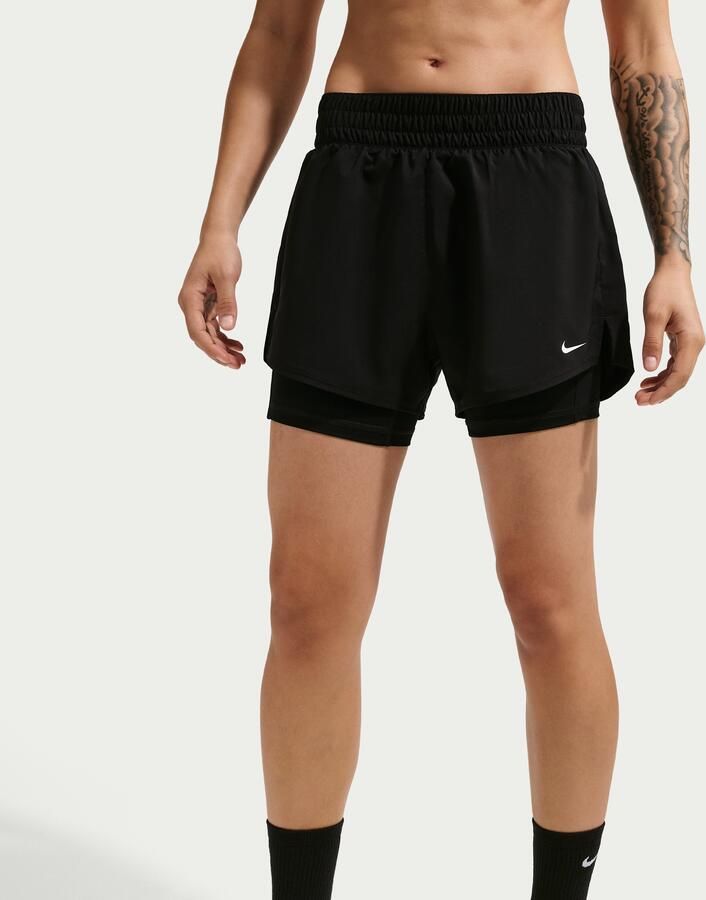 Nike One Dri-FIT 2-in-1 damesshorts met hoge taille (8 cm) Zwart - Foto 3