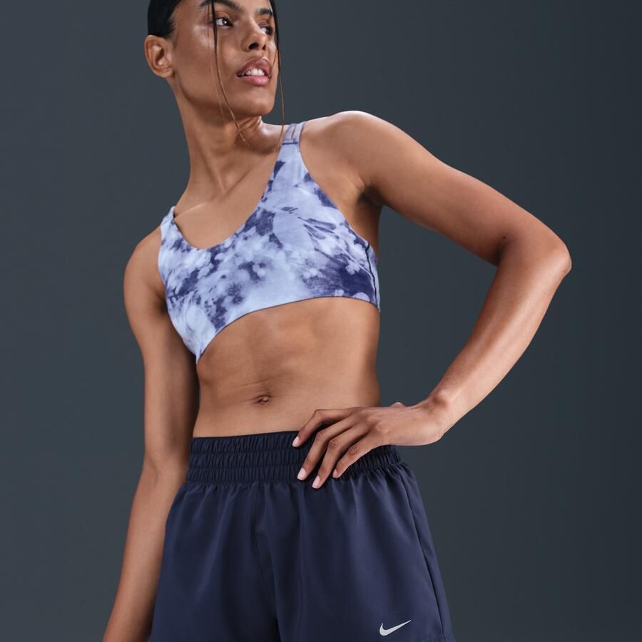 Nike One Dri-FIT damesshorts met halfhoge taille en binnenbroekje (8 cm) Blauw