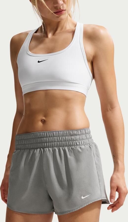Nike One Dri-FIT damesshorts met halfhoge taille en binnenbroekje (8 cm) Grijs - Foto 3