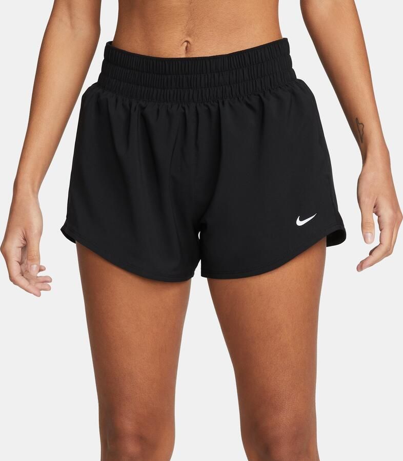 Nike One Dri-FIT damesshorts met halfhoge taille en binnenbroekje (8 cm) Zwart - Foto 4