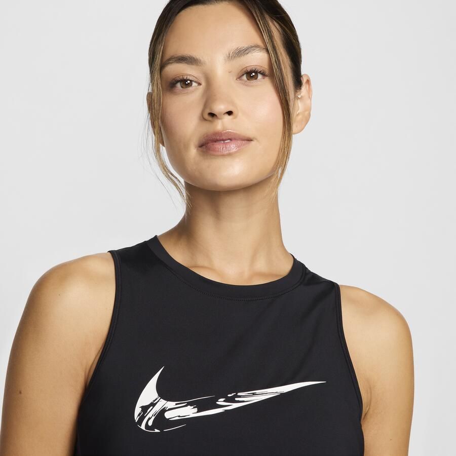 Nike One Dri-FIT hardlooptanktop met graphic voor dames Zwart