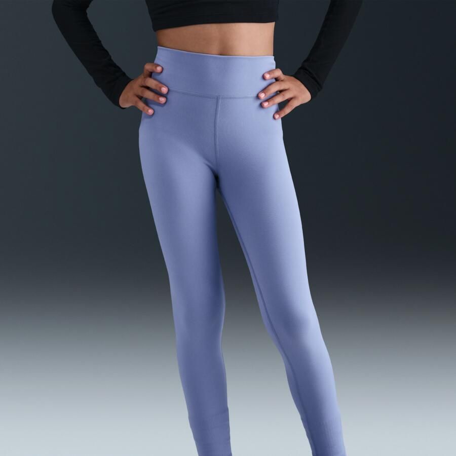 Nike One Dri-FIT legging met hoge taille voor meisjes Blauw