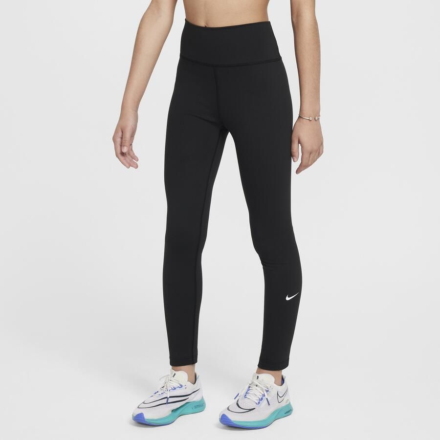 Nike One Dri-FIT legging met hoge taille voor meisjes Zwart - Foto 3